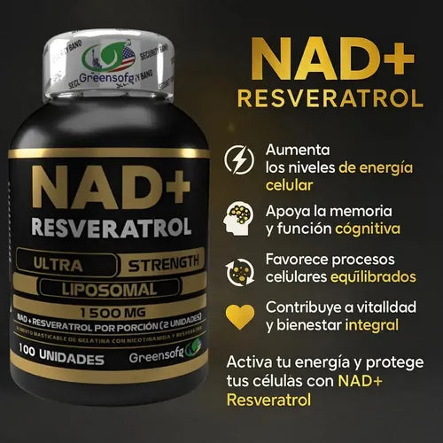 NAD + Resveratrol — Potenciador y Rejuvenecedor Celular